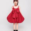 Đầm bé gái màu đỏ kết hợp nơ và choker cho bé gái