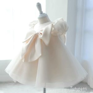 Đầm Công Chúa Đính Nơ Cho Bé Dự Tiệc Thôi Nôi Dể Thương