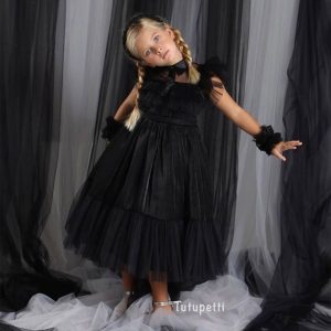 Đầm Hóa Trang WEBNESDAY ADAMS Cao Cấp Cho Bé Gái 8 TUTUPETTI Đầm Hóa Trang WEBNESDAY ADAMS Cao Cấp Cho Bé Gái
