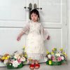 Áo Dài Màu Trắng Dính Nơ Cho Bé Diện Tết