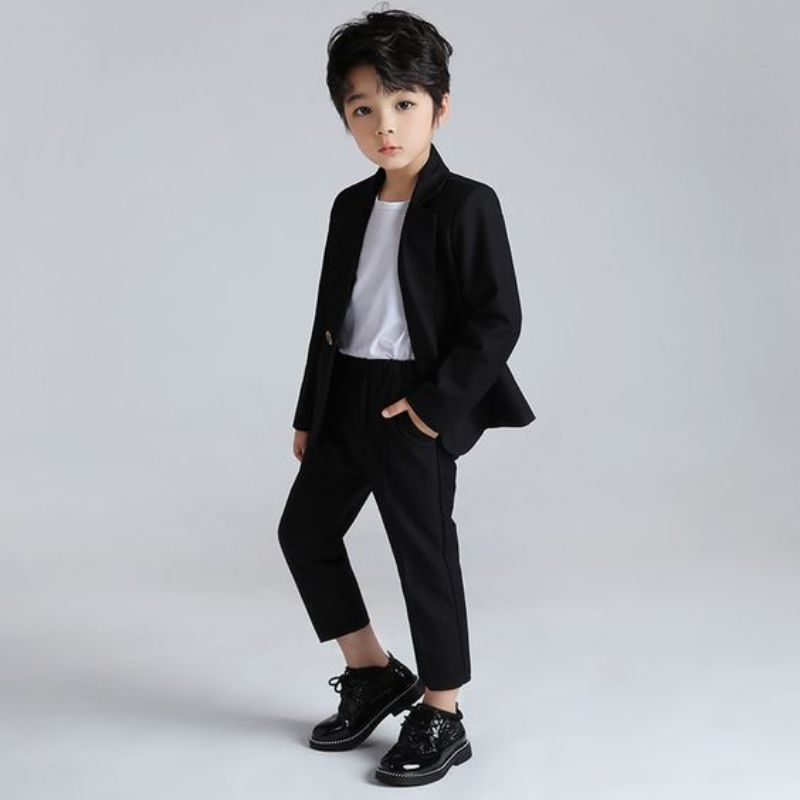 Bộ vest bé trai kẻ caro phong cách Hàn Quốc - Hanyza Store