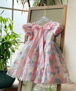 Đầm mùa hè cho bé gái Tutupetti họa tiết hoa tulip form A