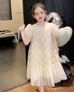 Đầm Tiểu Thư Hoa Trám Trắng Kem