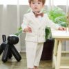 Bộ Vest Bé Trai Cao Cấp Màu Trắng Kem 4 bộ vest bé trai cao cấp màu trắng kem