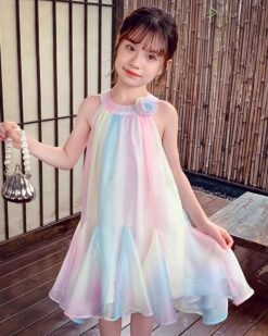 Đầm Yếm Tiểu Thư Cầu Vồng 13 Đầm Suông Nơ Hồng Đen