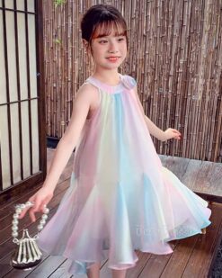 Đầm Yếm Tiểu Thư Cầu Vồng 11 Đầm Suông Nơ Hồng Đen