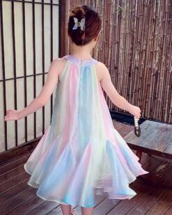 Đầm Yếm Tiểu Thư Cầu Vồng 10 Đầm Suông Nơ Hồng Đen
