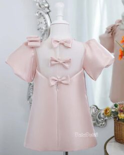 Đầm Tiểu Thư Hồng Pastel Tay Phồng 13 Đầm Tiểu Thư Lưng Nơ Hồng