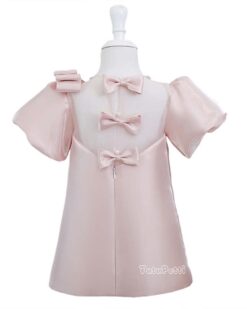 Đầm Tiểu Thư Hồng Pastel Tay Phồng 9 Đầm Tiểu Thư Lưng Nơ Hồng
