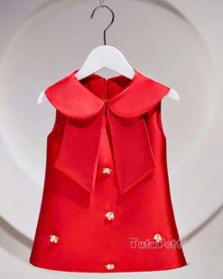 Đầm Suông Tiểu Thư Đỏ Nơ Cổ 15 Đầm Tiểu Thư Suông Đỏ