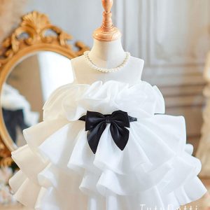 Đầm Công Chúa Cao Cấp Trắng Nơ Đen