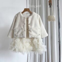 Đầm Tiểu Thư Suông Trắng Hồng Phối Áo Khoác Lông 13 471521483 951339687105450 5636018221232811737 n 1