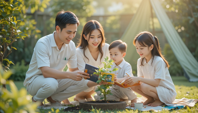 concept chụp ảnh gia đình có con trên 7 tuổi đồng hành cùng con