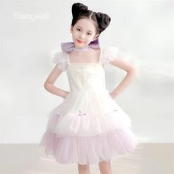 Đầm Công Chúa Nơ Tím Trắng