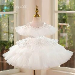 Đầm Dự Tiệc Kim Sa Tầng Trắng 6 p25 42 trang tang kim sa 440k