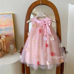 Đầm Yếm Tiểu Thư Đính Hoa Hồng