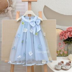 Đầm Yếm Tiểu Thư Đính Hoa Xanh