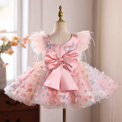 Đầm công chúa bé gái hồng pastel 1–12 tuổi | Thiết kế nàng tiên bươm bướm 3D nhiều màu, tay lông vũ độc đáo | Váy dự tiệc sinh nhật, đám cưới, chụp ảnh 8 19 07 10 7