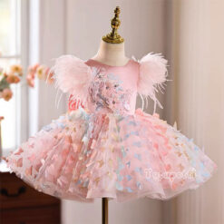 Đầm công chúa bé gái hồng pastel 1–12 tuổi | Thiết kế nàng tiên bươm bướm 3D nhiều màu, tay lông vũ độc đáo | Váy dự tiệc sinh nhật, đám cưới, chụp ảnh