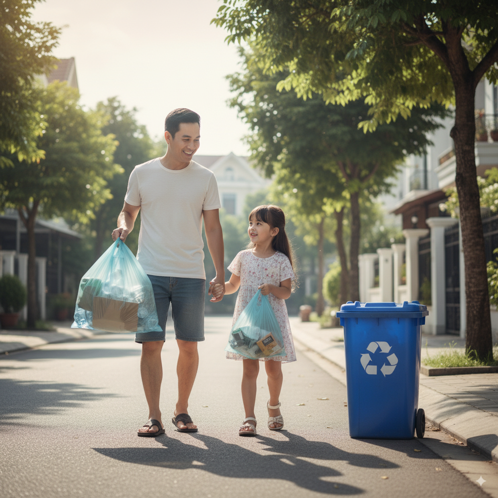 Người cha làm gương cho con gái về hành động đúng đắn, thể hiện sức mạnh của sự noi theo