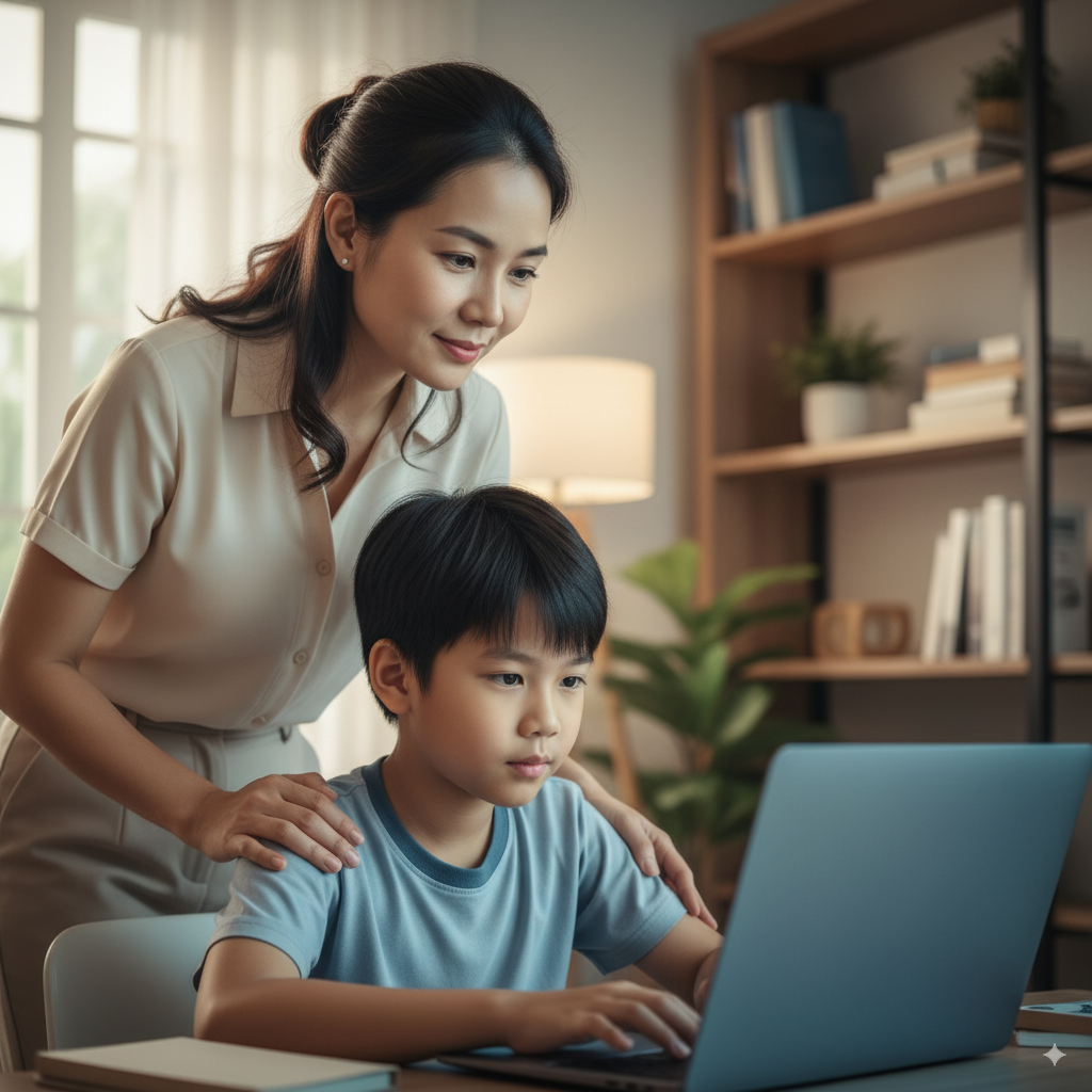 Người mẹ thể hiện sự tin tưởng vào khả năng của con, tạo động lực mạnh mẽ.