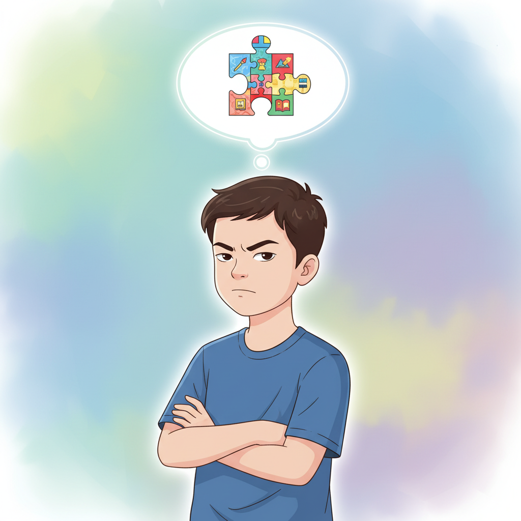 Hình minh họa một cậu bé với biểu cảm muốn khẳng định cái tôi cá nhân.