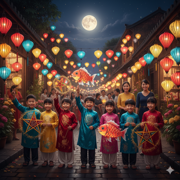 Không khí Trung thu rộn ràng – mùa của tiếng trống lân và những nụ cười trẻ thơ.