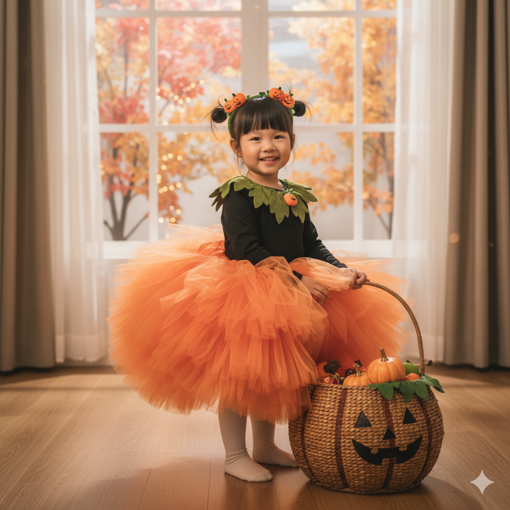 Hóa thân thành công chúa bí ngô ngọt ngào rực rỡ.
