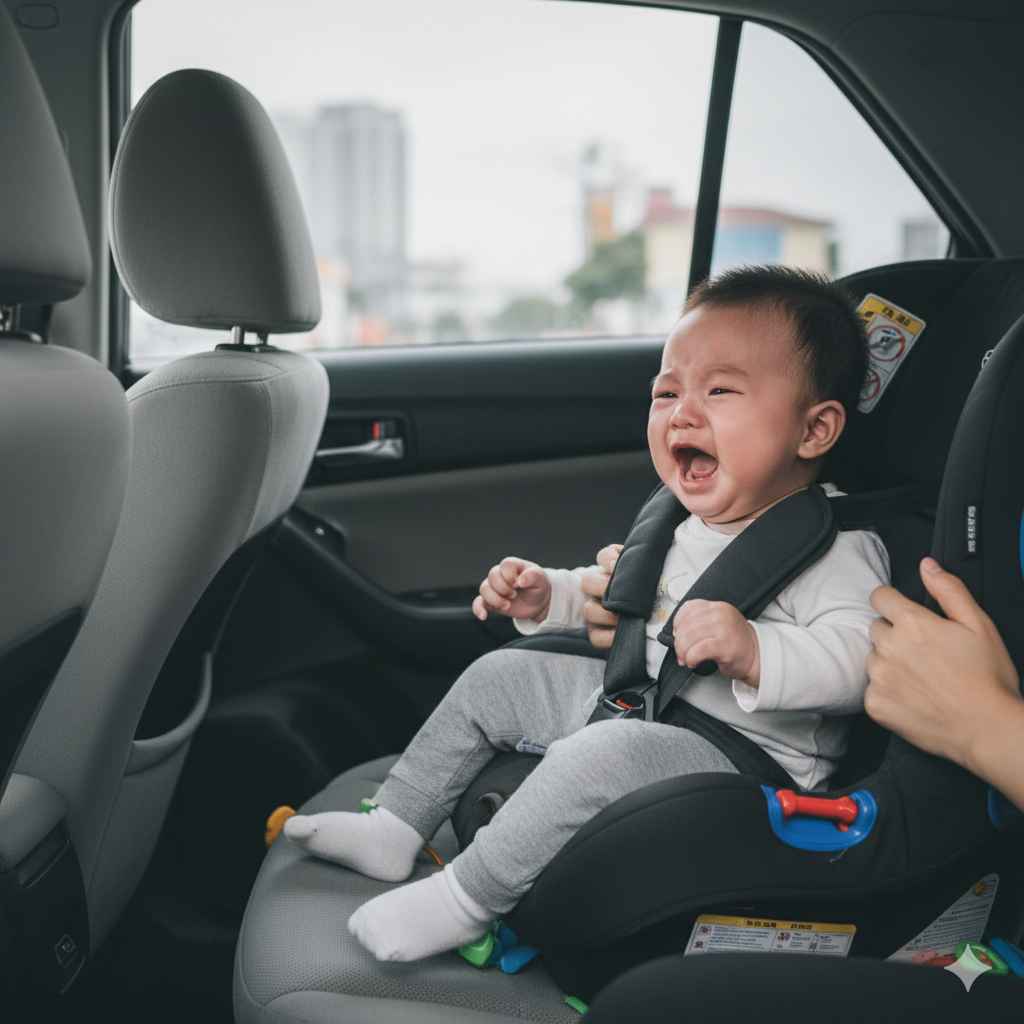 tập cho bé ngồi ghế ô tô