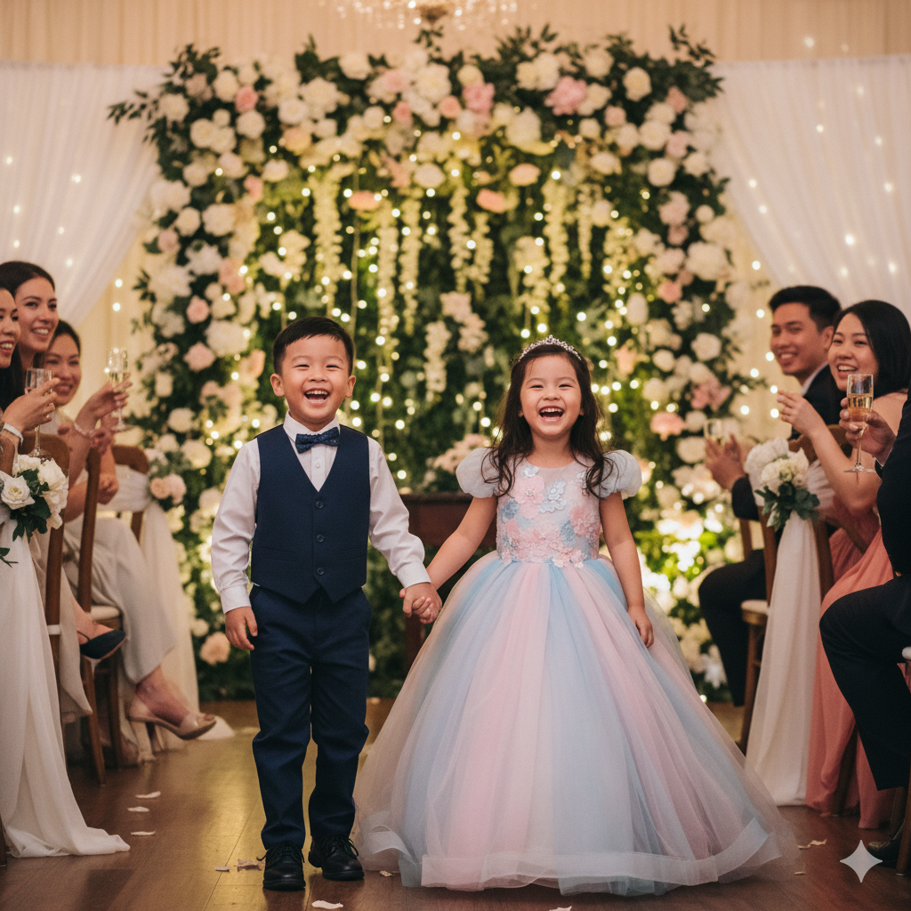 Trang phục bé đi tiệc cưới
