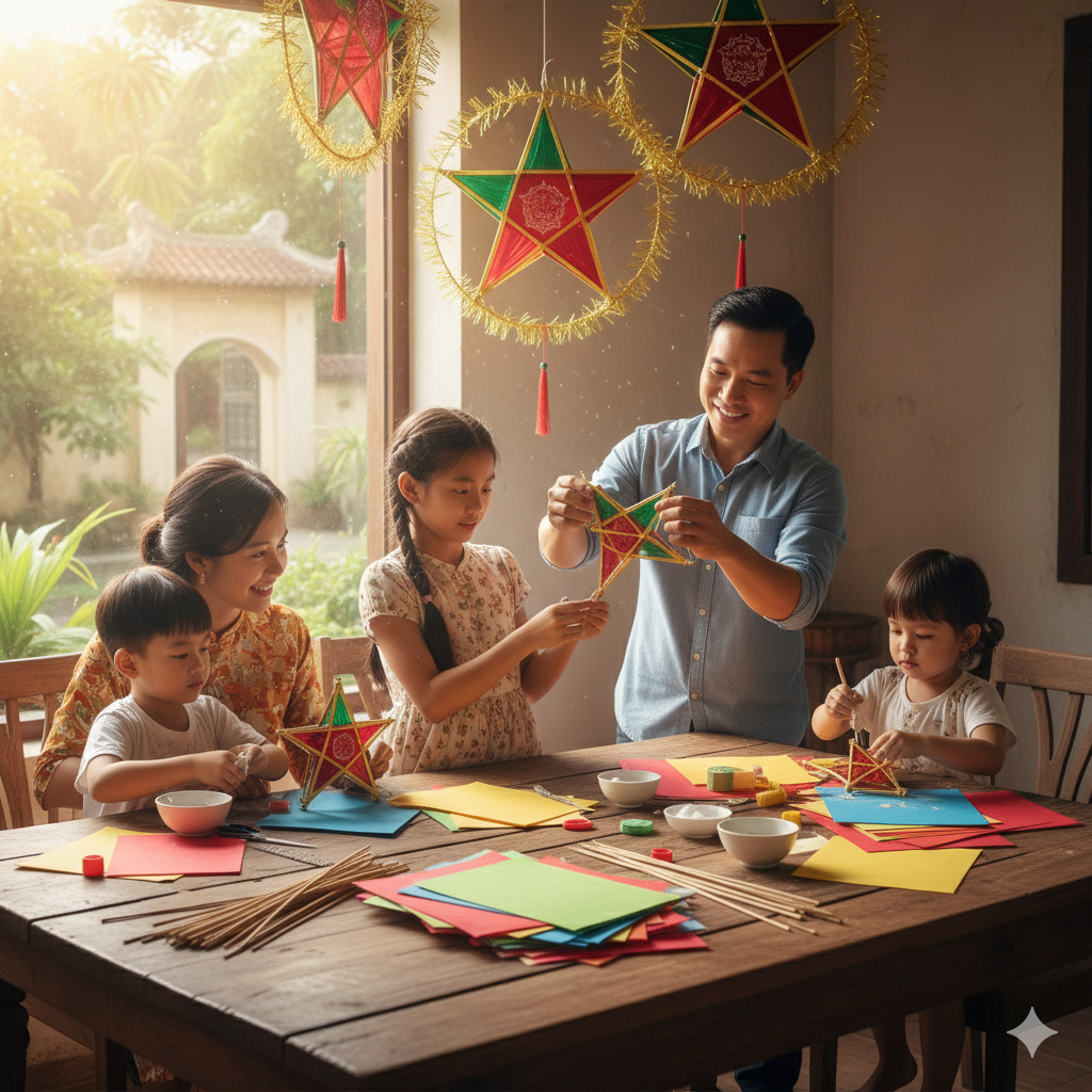 Tự làm đèn lồng cùng con – hoạt động gắn kết ý nghĩa mùa trăng

