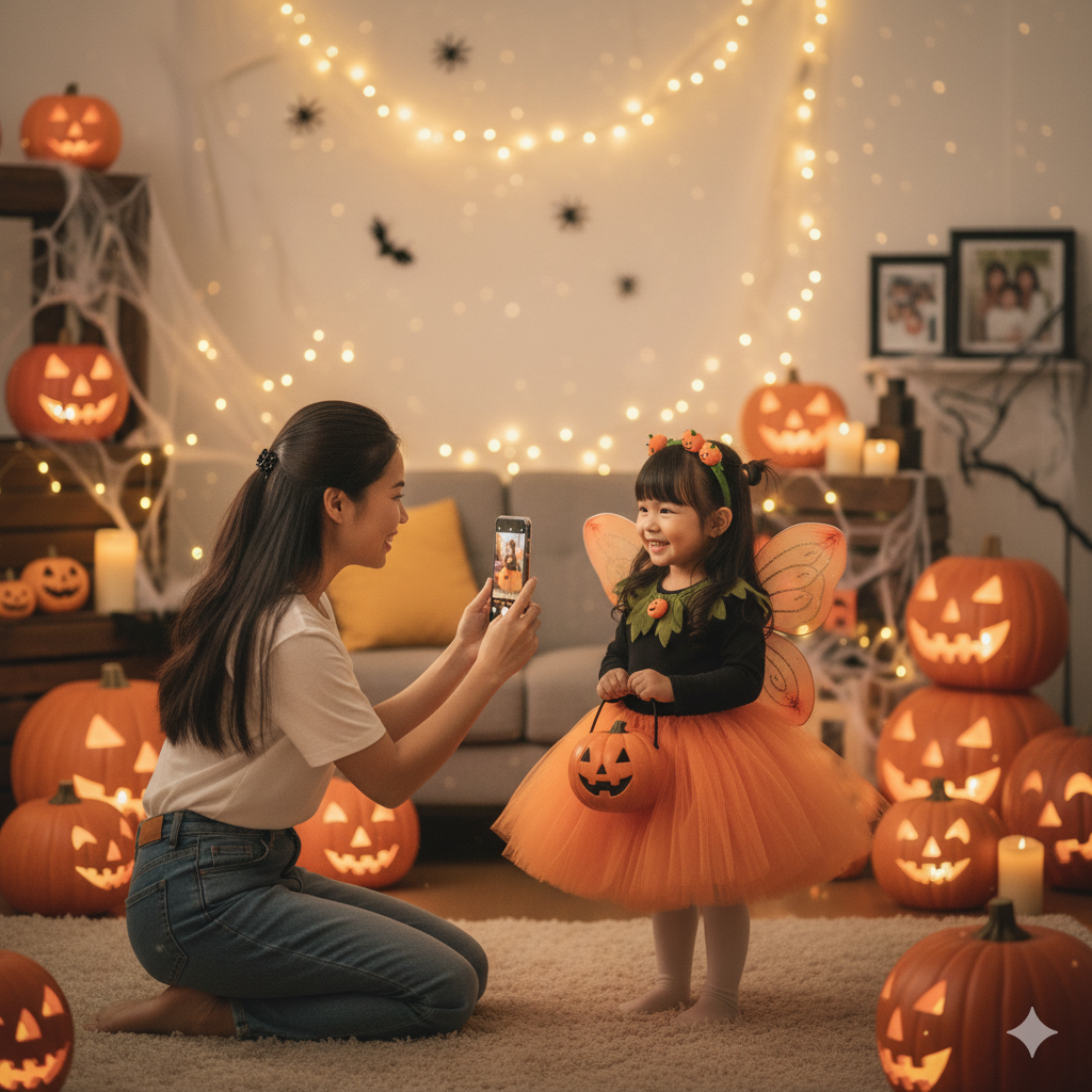 Lưu giữ khoảnh khắc Halloween ngọt ngào cùng con