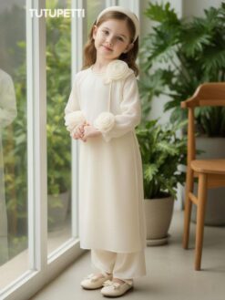 Áo Dài Cách Tân Đính Hoa Dễ Thương Cho Bé Gái 17 574622730 1207182464854503 310271234115202278 n