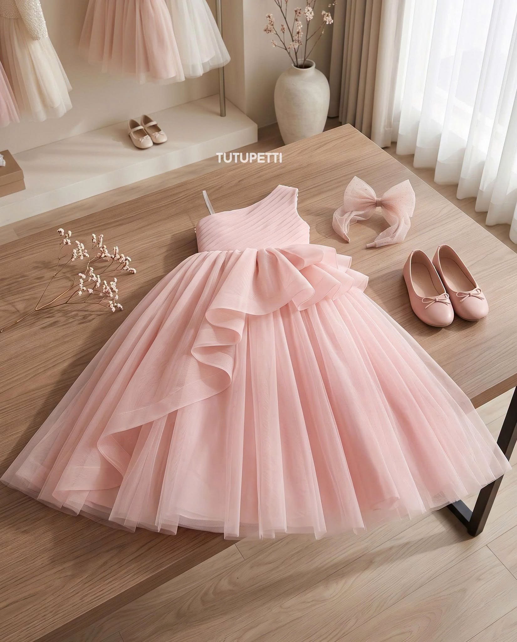 Đầm Dạ Hội Công Chúa Lệch Vai Xếp Ly Bèo Tầng Cho Bé Gái 4 Đầm Dạ Hội Công Chúa Lệch Vai Xếp Ly Bèo Tầng Cho Bé Gái - Ảnh 4